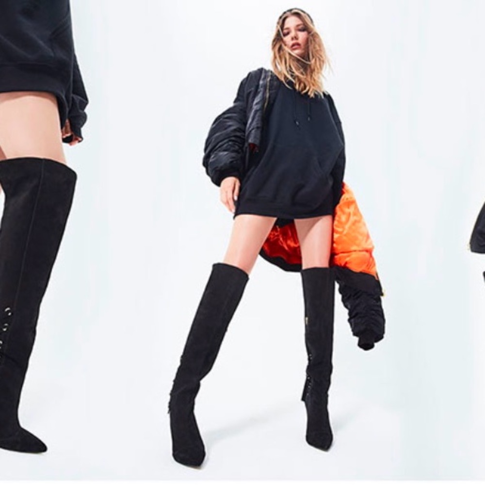 Steve Madden black suede Northland over the knee boots size 7 1/2